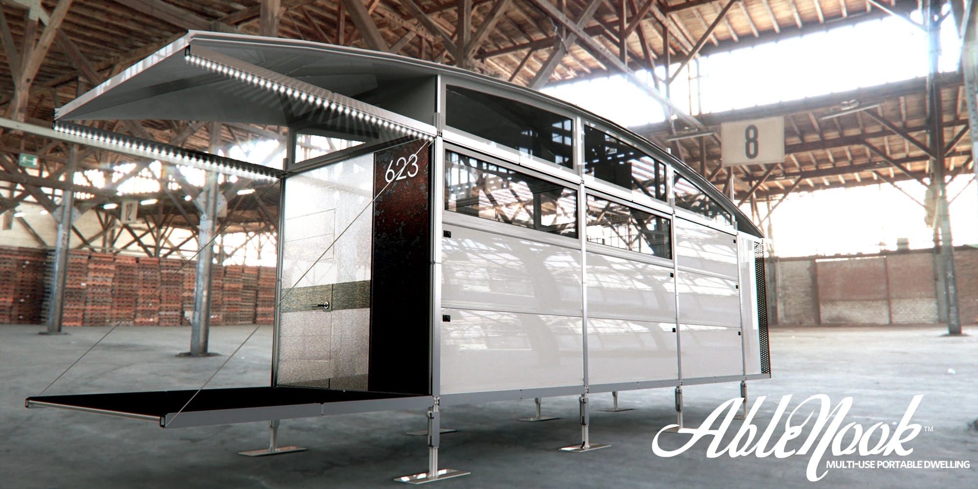 AbleNook is a flexible and mobile emergency housing system that would provide families with dignity and privacy during a natural disaster