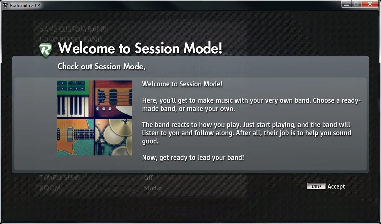 In Session mode, players are allowed to create a custom band to jam along with