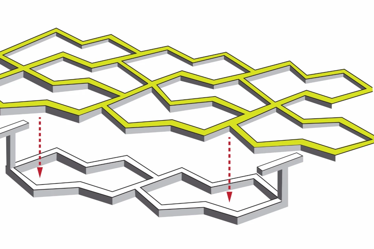 T-shaped posts allow layers of a scaffold for growing heart tissue to join together like Velcro
