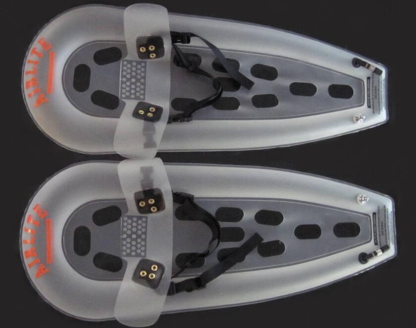 Airlite snowshoes inflate and keep you from sinking into snow