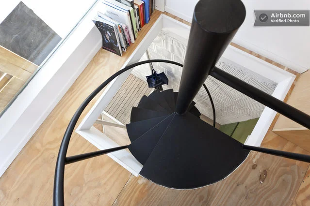 The home features space-saving spiral staircases