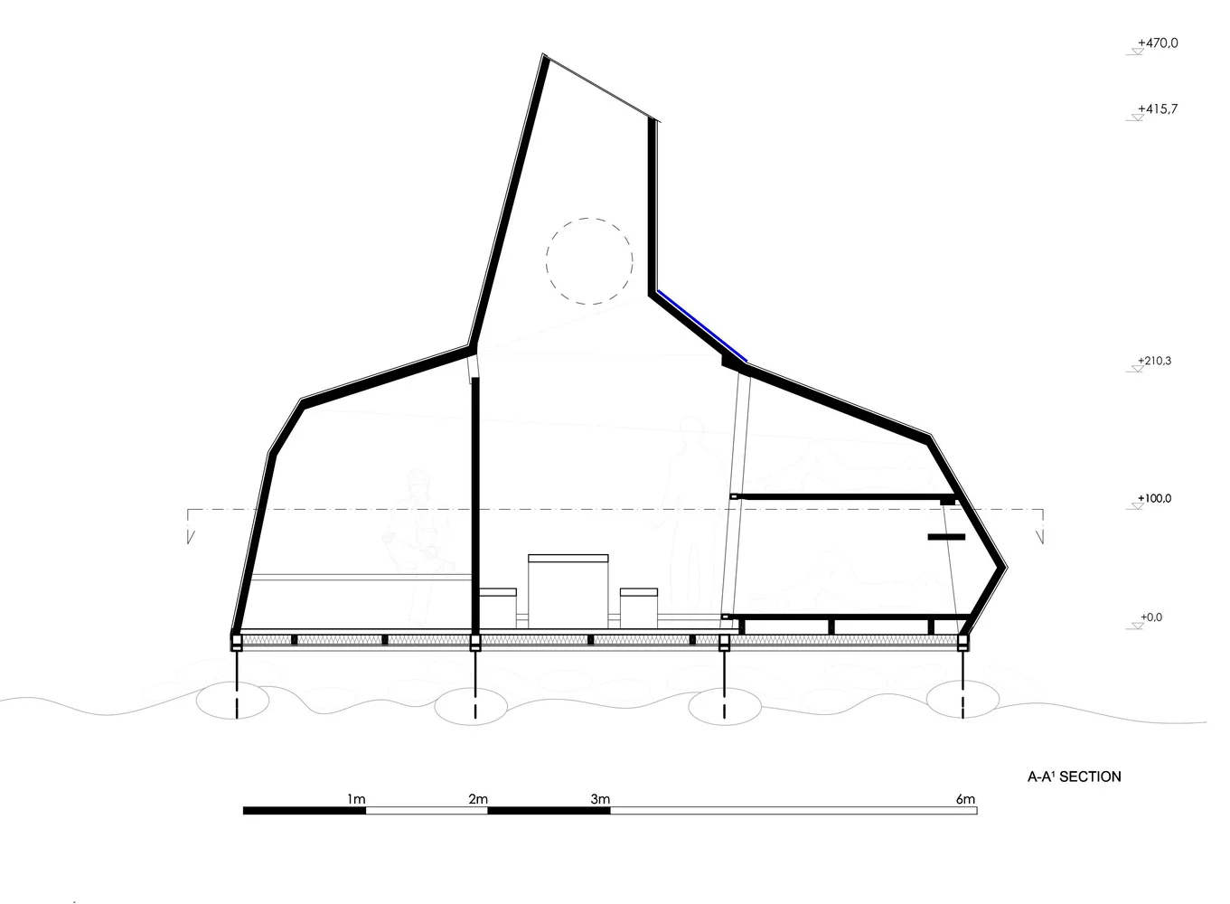 Architectural drawing of Călțun Shelter