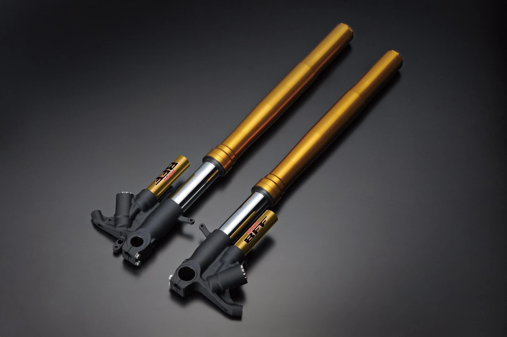 The Showa Balance Free Forks in gold color, as will be available with the blue Suzuki GSX-R1000R