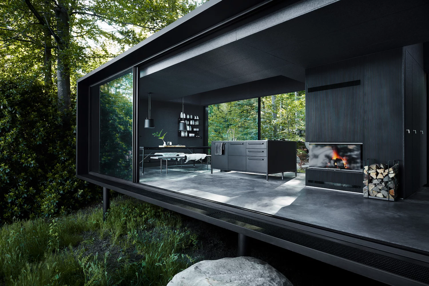 The Vipp Shelter's glazing can be opened up to the outside