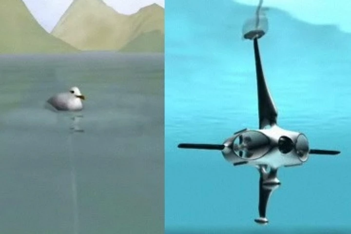Macroswiss's Hydrobot mimics a seagull floating on the water.