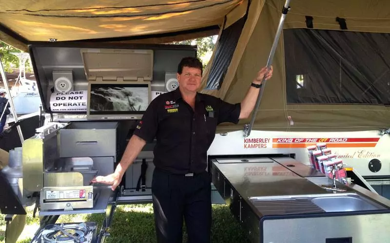 The Kimberley Kamper's slide-out kitchen equipment