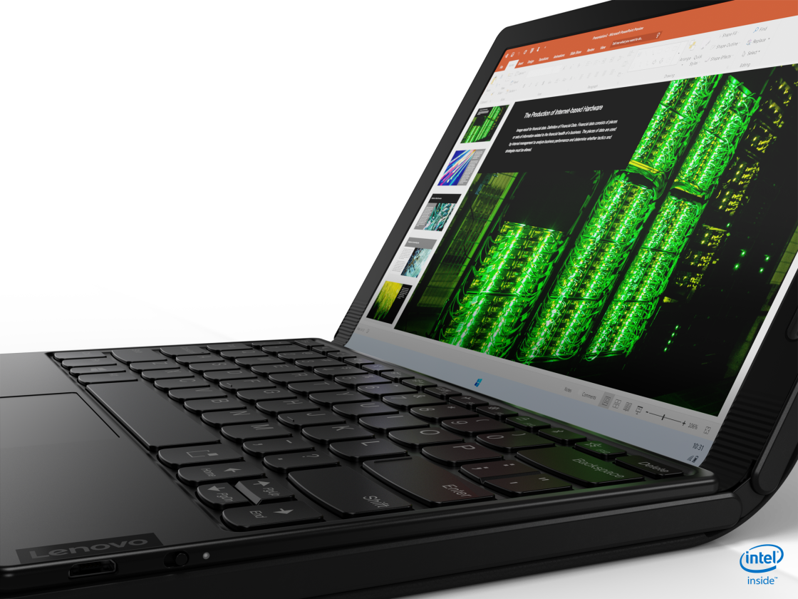 The optional Bluetooth Mini Fold Keyboard charges wirelessly