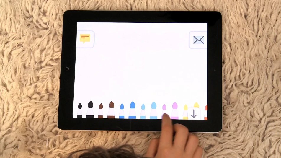 While the brushes let children create digital artworks, the pencils give little ones the opportunity to write things with their fingers