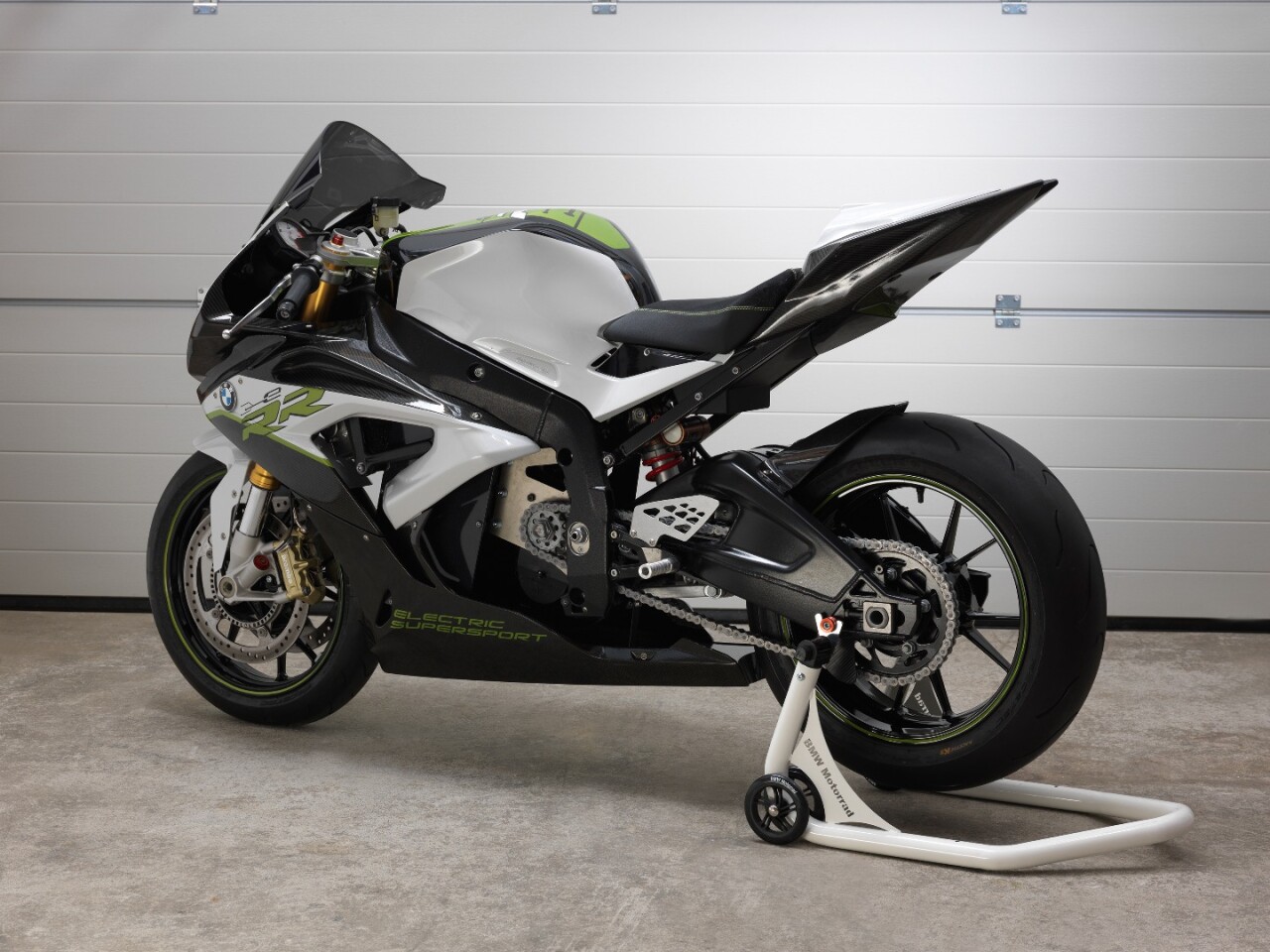 The experimental BMW eRR is not equipped for the road, but appears ready to hit the racetrack