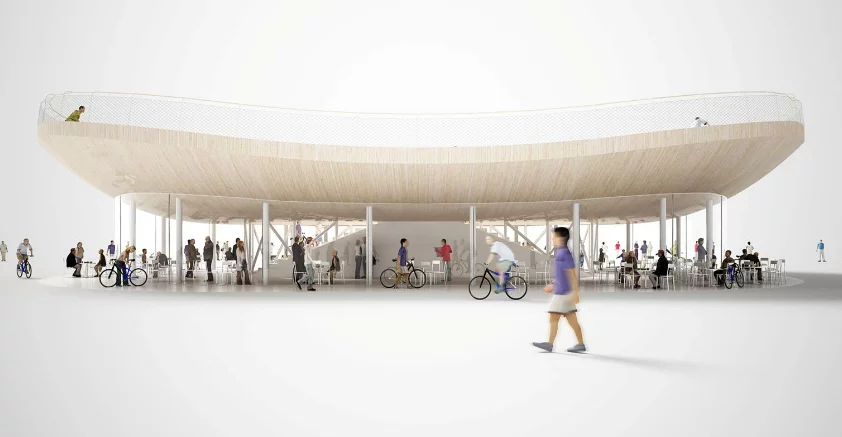 In a move likely to instill a sudden pang of inadequacy in bicycle clubs the world over, NL Architects has cooked up a concept both radical and supremely simple: a bicycle club with a velodrome on the roof