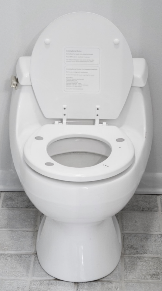 The toilet seat is equipped with an electrocardiogram, ballistocardiogram, and a photoplethysmogram