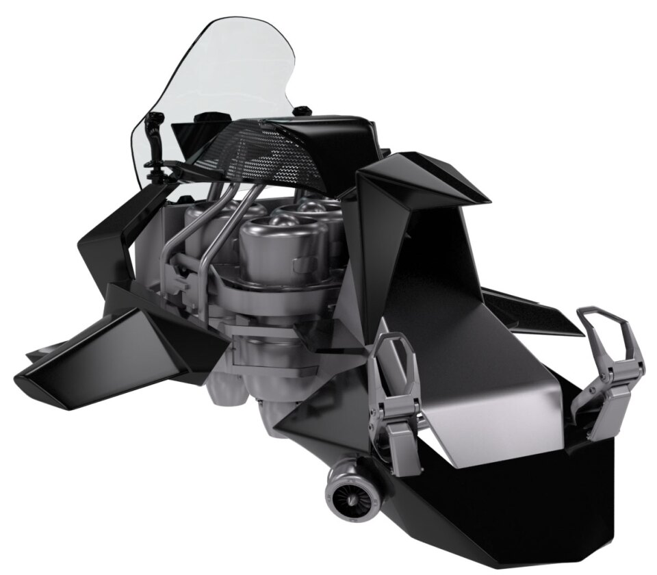 The consumer version – 20 will be made – will use four turbojets in a self-stabilizing configuration