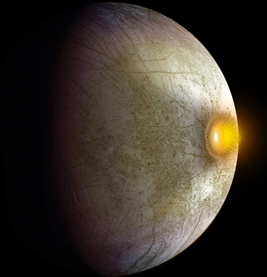 Imagining an asteroid clashing with Jupiter's moon Europa