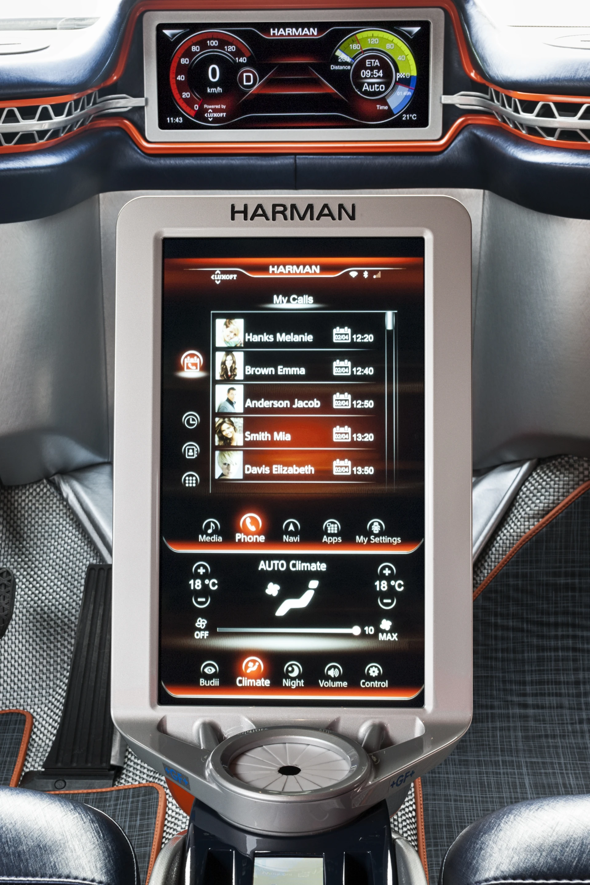 The center console screen displays important information to the driver