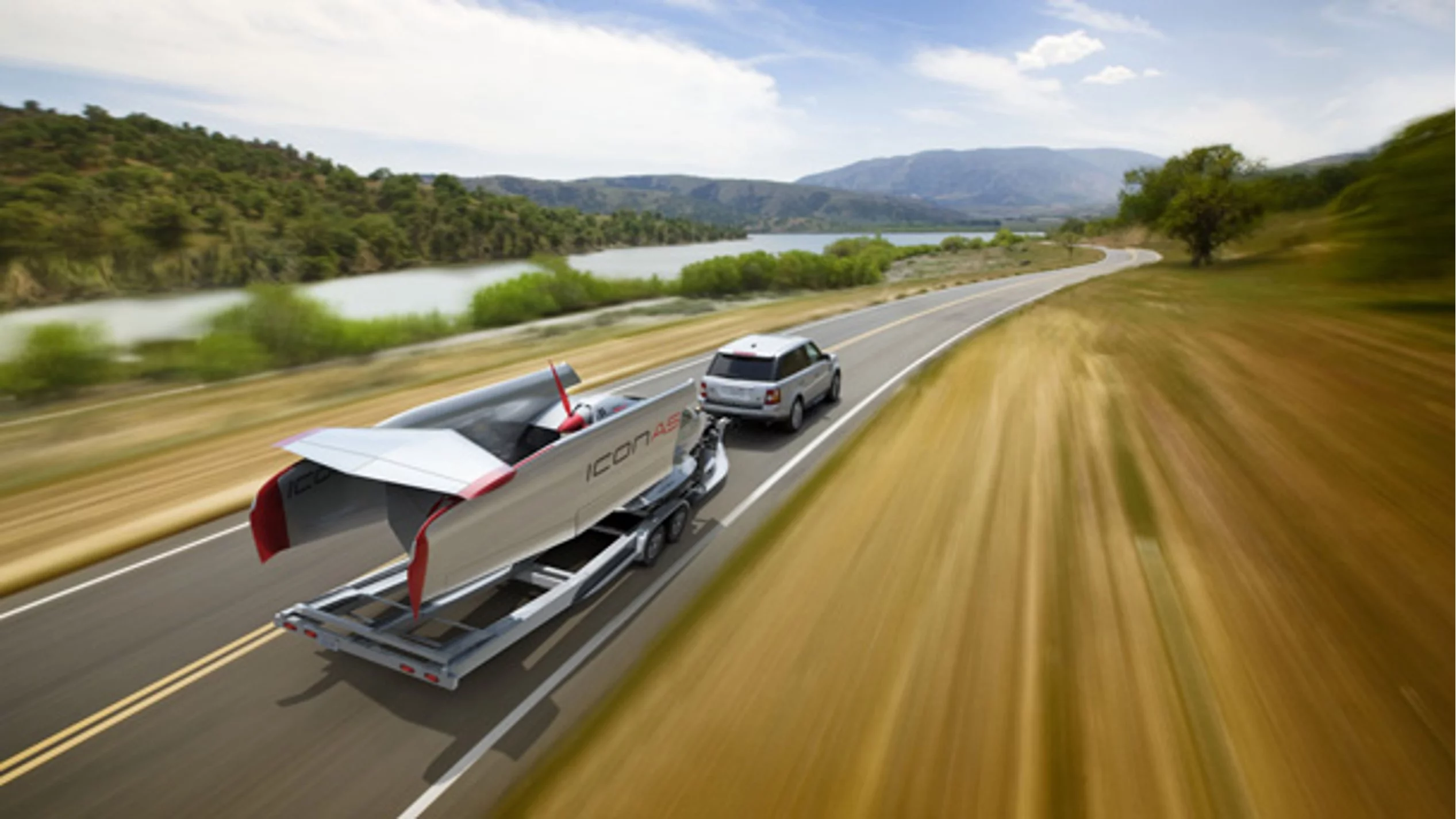 The ICON A5 being towed