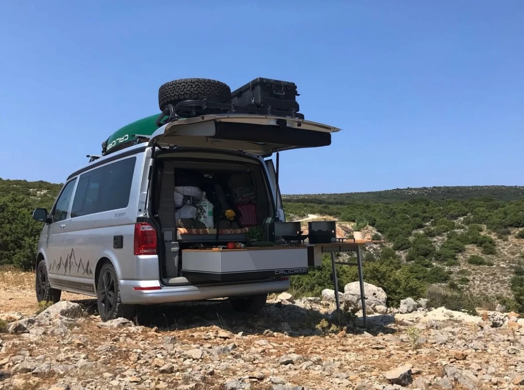 Calicamp makes that rugged VW camper as ready for cooking as it is for launching adventures