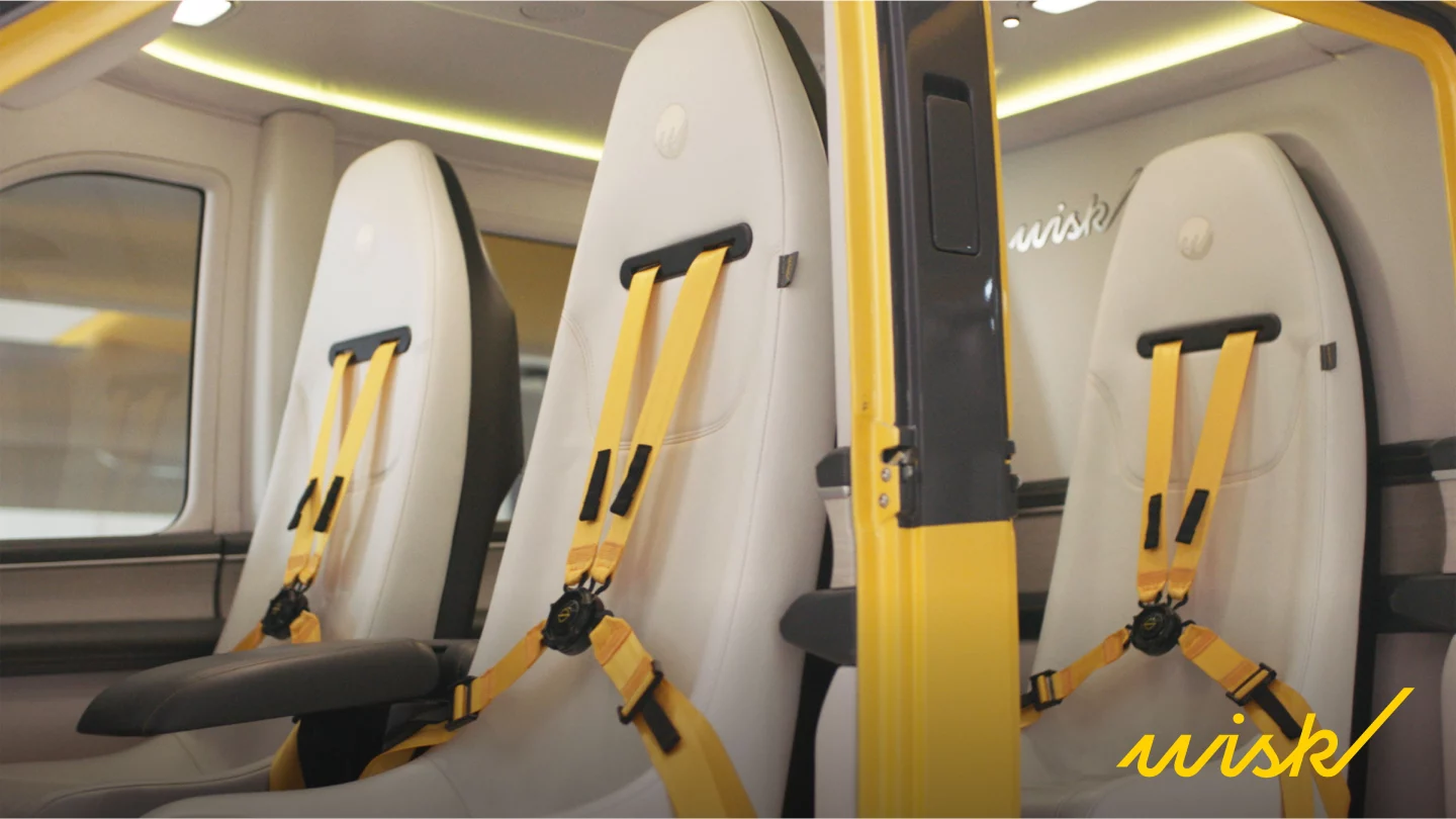 A spacious interior with seating for four and individual information displays, plus onboard Wi-Fi and gadget charging while you fly