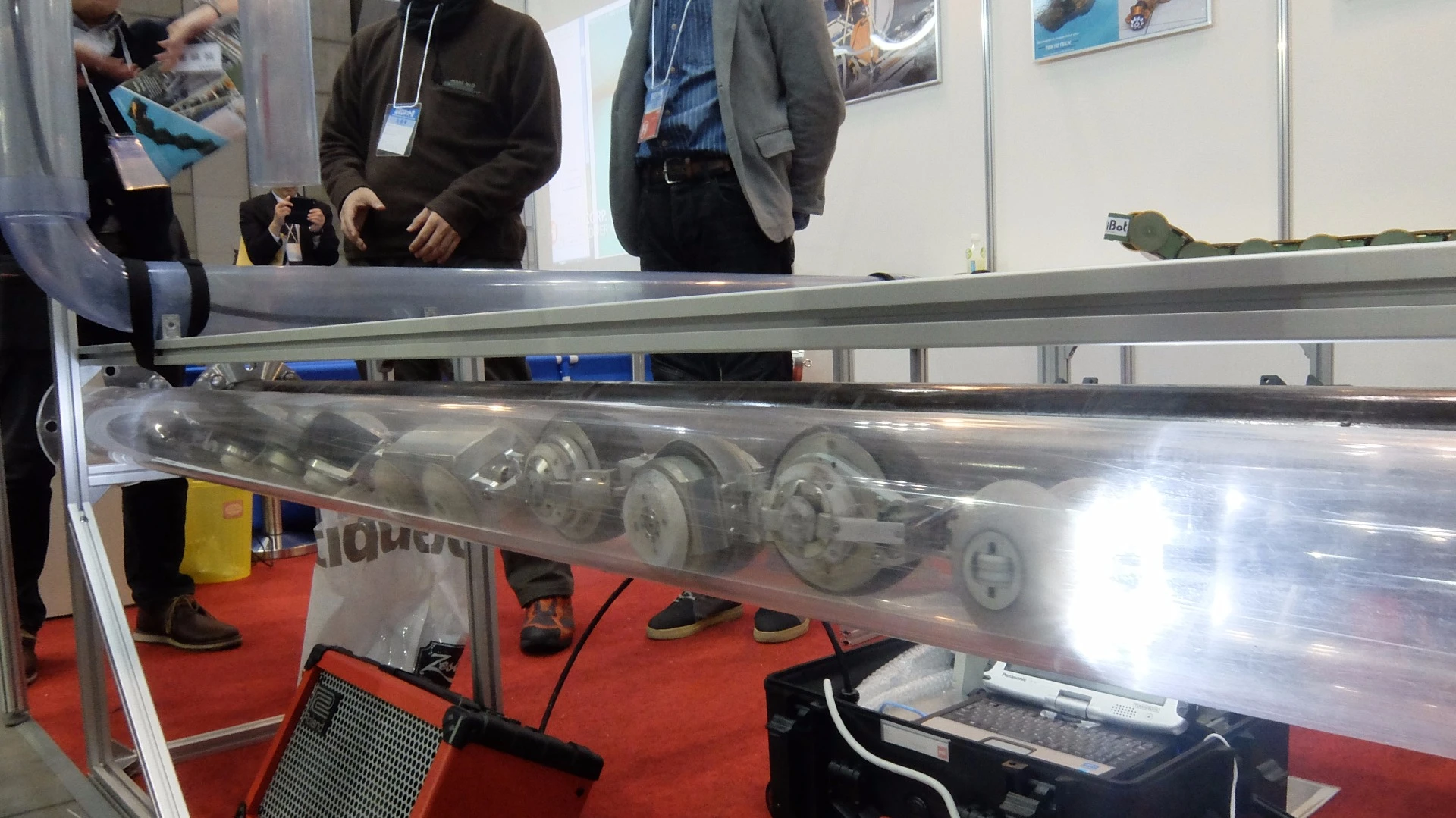 THESBOT moves through a clear acrylic pipe at IREX 2015
