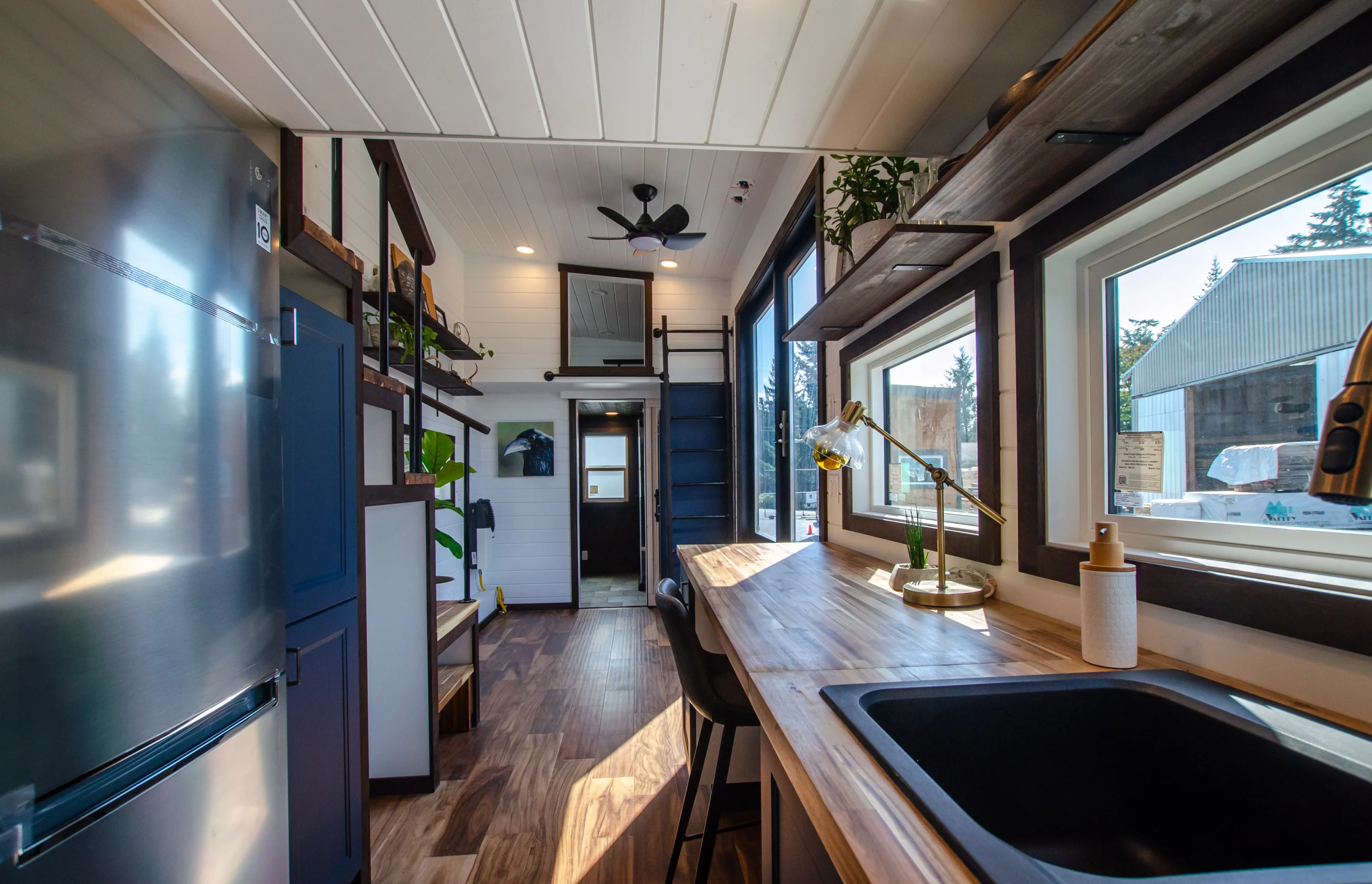 The Raven's kitchen includes a breakfast bar with stool seating