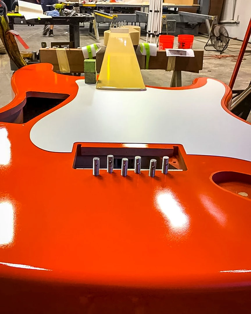 The painted and finished body was later adorned with festival-inspired stickers