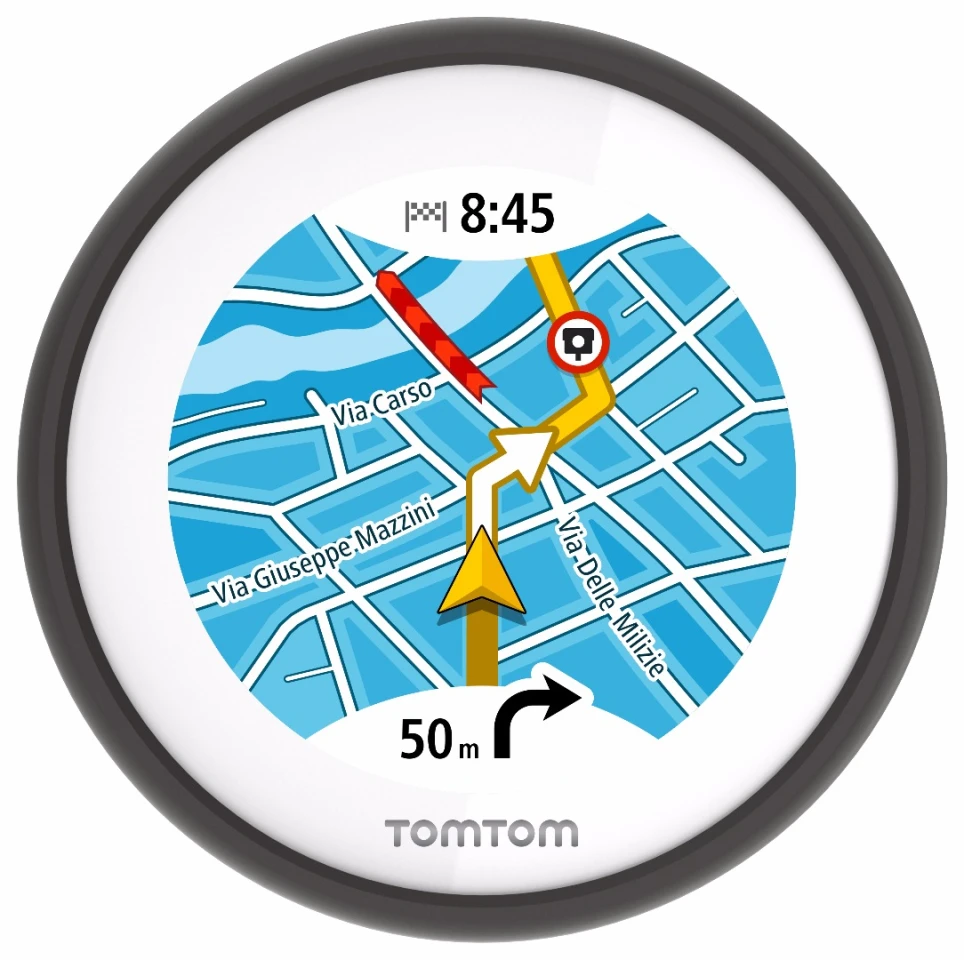 TomTom VIO provides turn by turn directions visually and audibly