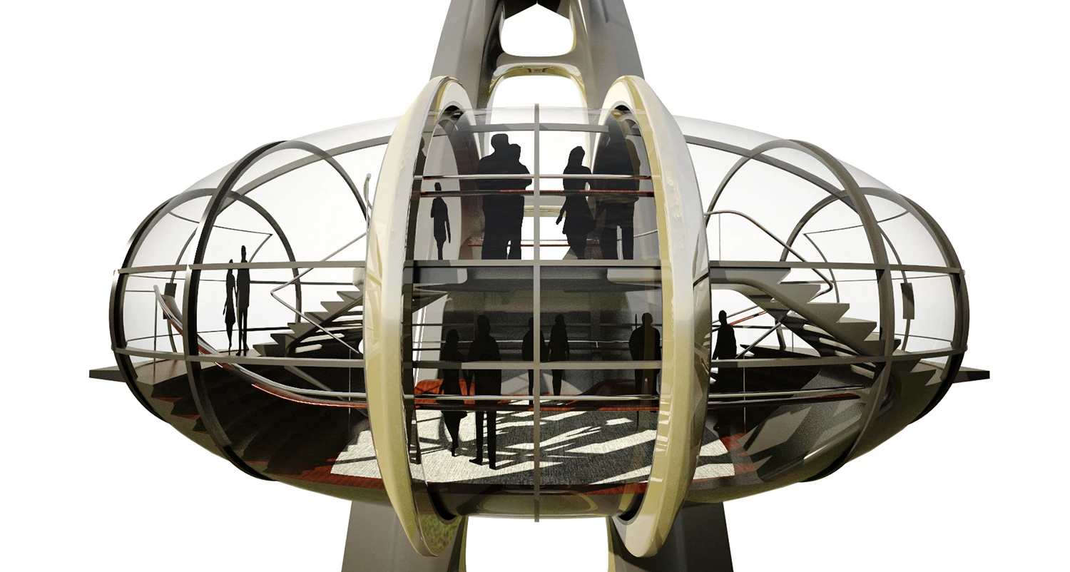 The fact that at least some of the capsules are intended to be double-decker hints at an ambitious scale (Image: UNStudio)