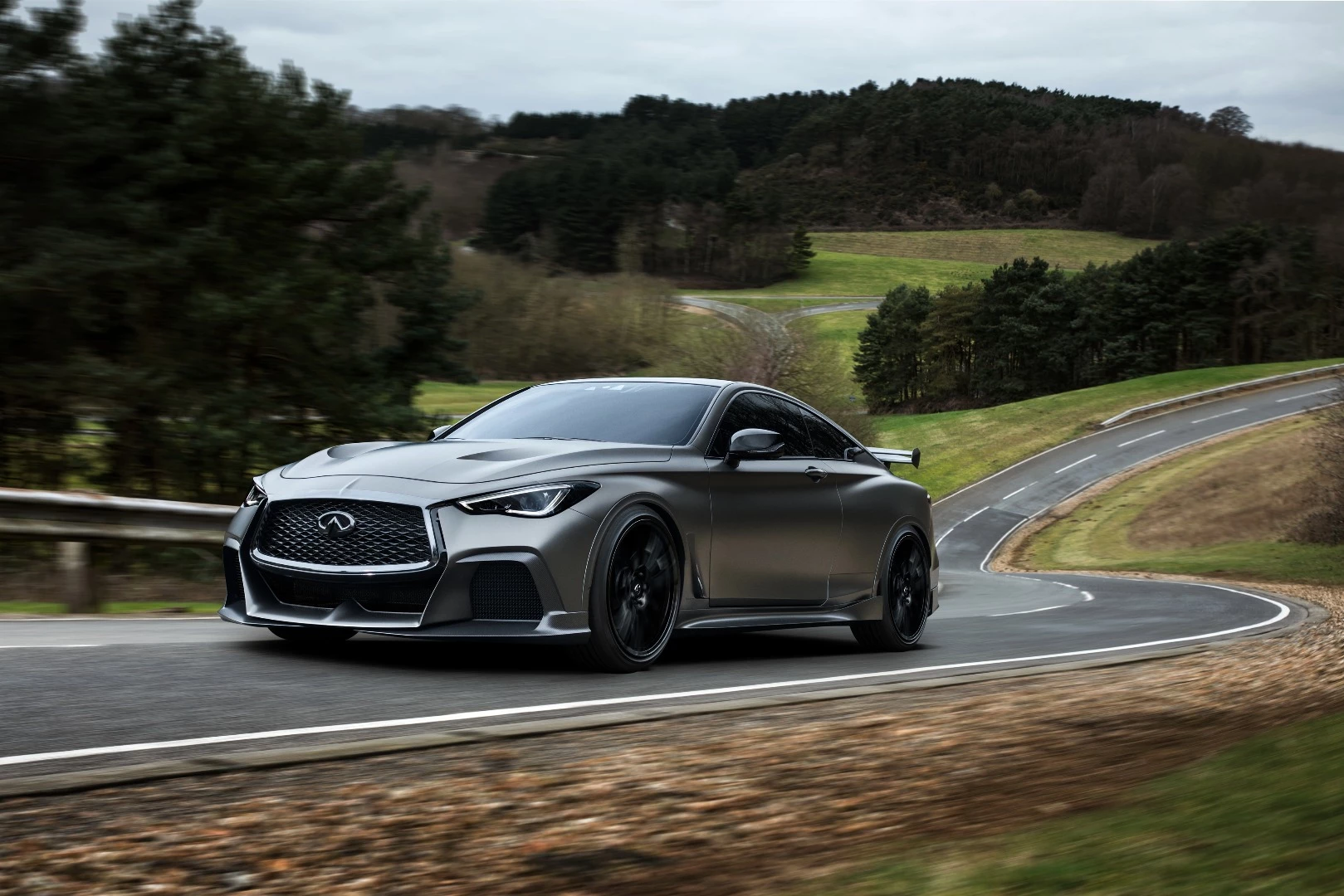 The Infiniti Project Black S makes use of carbon fiber for its crazier body add-ons