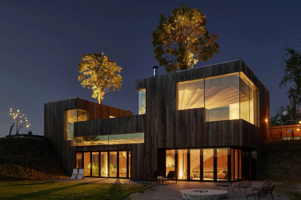 The 75.9 residence lights up the area at night