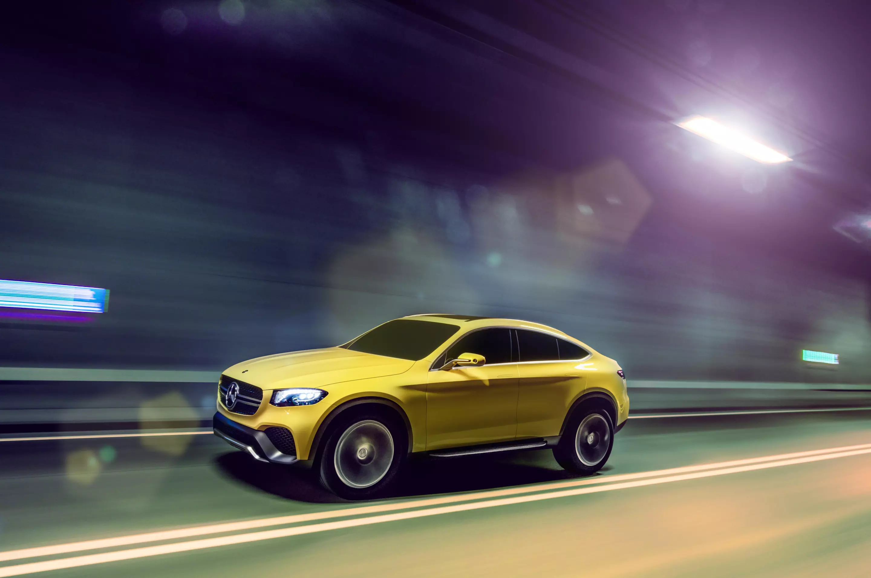 The Mercedes-Benz Concept GLC Coupé has a coupé roofline
