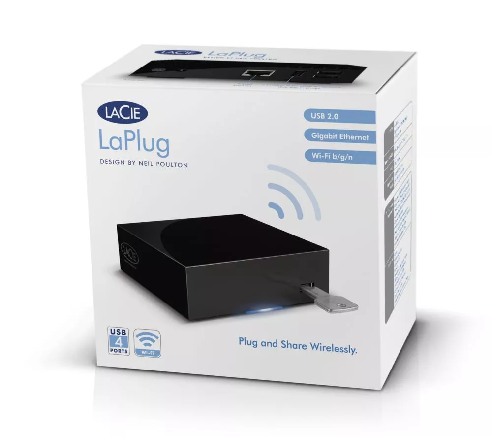 LaCie has unveiled a local network-based bridge unit called the LaPlug, that allows users to share any USB-powered storage drive over a local network