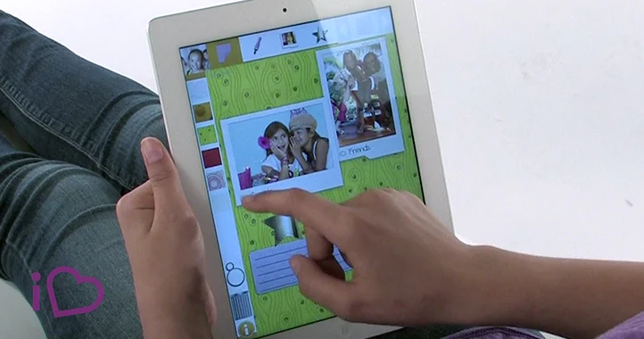 The The iHeart Locket app features a scrapbook-style design