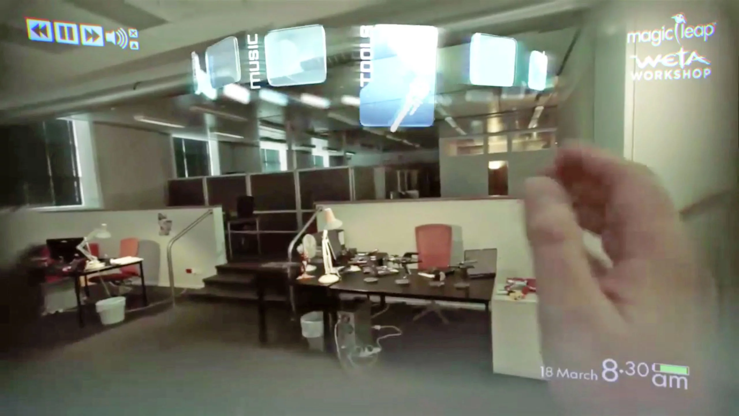 A carousel-based holographic UI in Magic Leap's teaser video