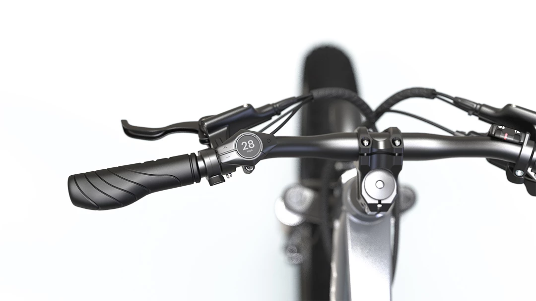 The angular display is Bluetooth-enabled, is used to adjust pedal assist and can show speed, distance, battery status and more
