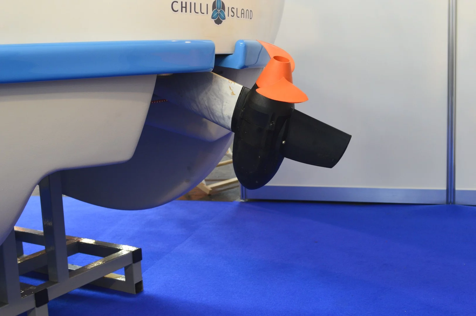 The Chilli Island is powered by a .5- or 1-kW Torqeedo motor