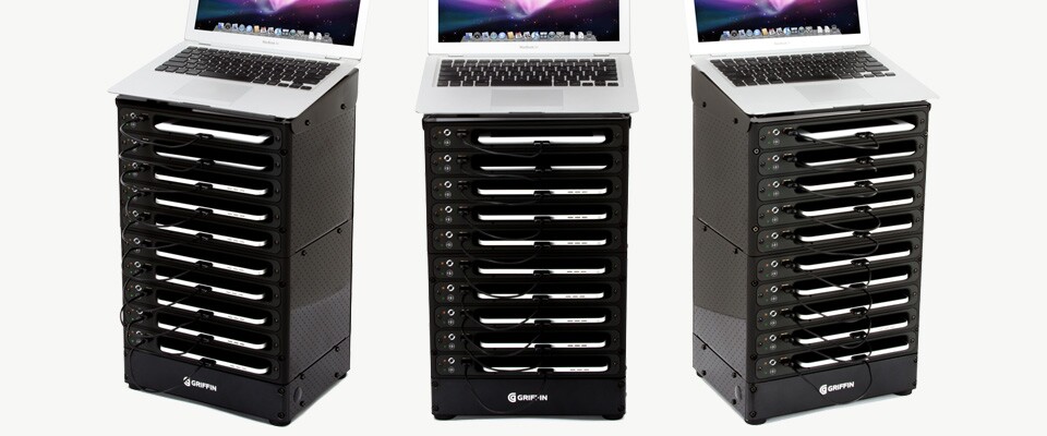Each Griffin Multidock charges and syncs up to ten iDevices