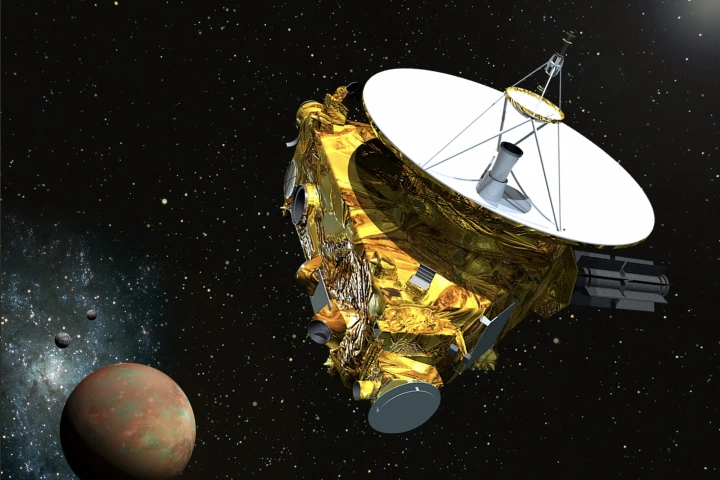 Artist's concept of New Horizons approaching Pluto