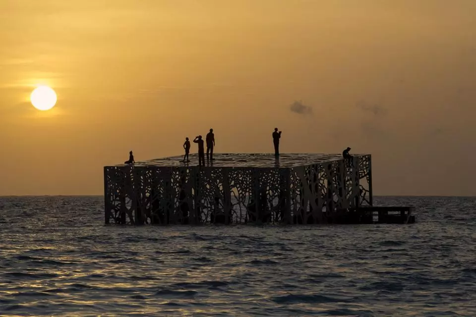 The installation is around 500 feet off the beach