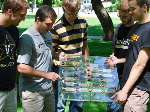 Panel of biohybrid solar cells (Image: Amrutur Anilkumar/Vanderbilt University)