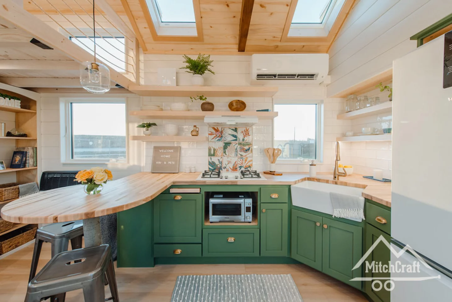 The full-sized kitchen is a rare luxury in a home of this size
