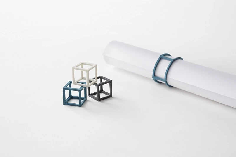 Nendo's cubic rubber bands