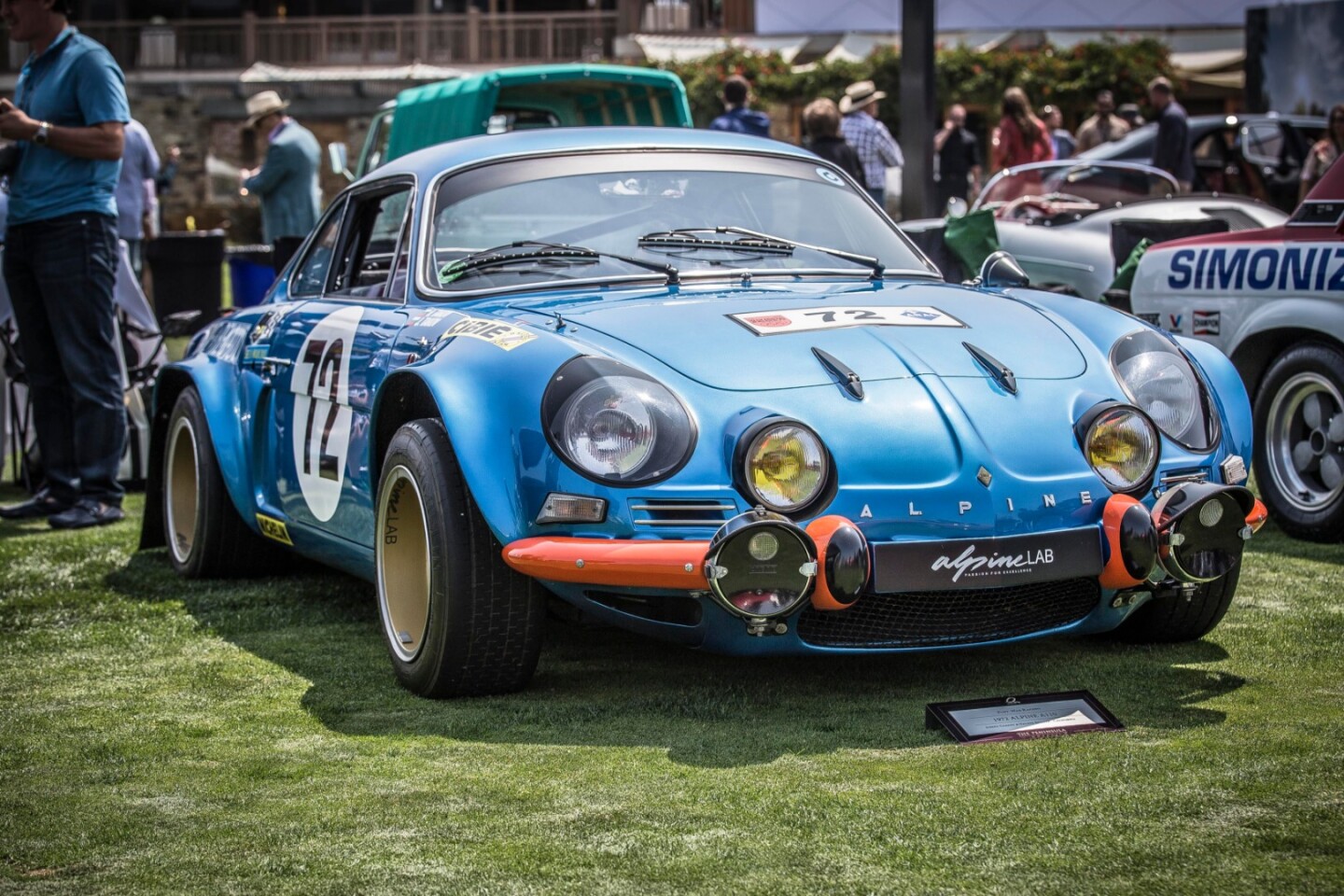 A pristine example of the Alpine A110 at the height of its rally powers, this is one of the former factory rally team cars of 1972, owned and shown at the Quail by Joseph Gabany of California. The history of the car, and how it went missing in Bulgaria for many years, only to be found and restored to perfection, is told in full at the alpineLAB site, complete with many historic competition images and many detailed images of the restoration work.