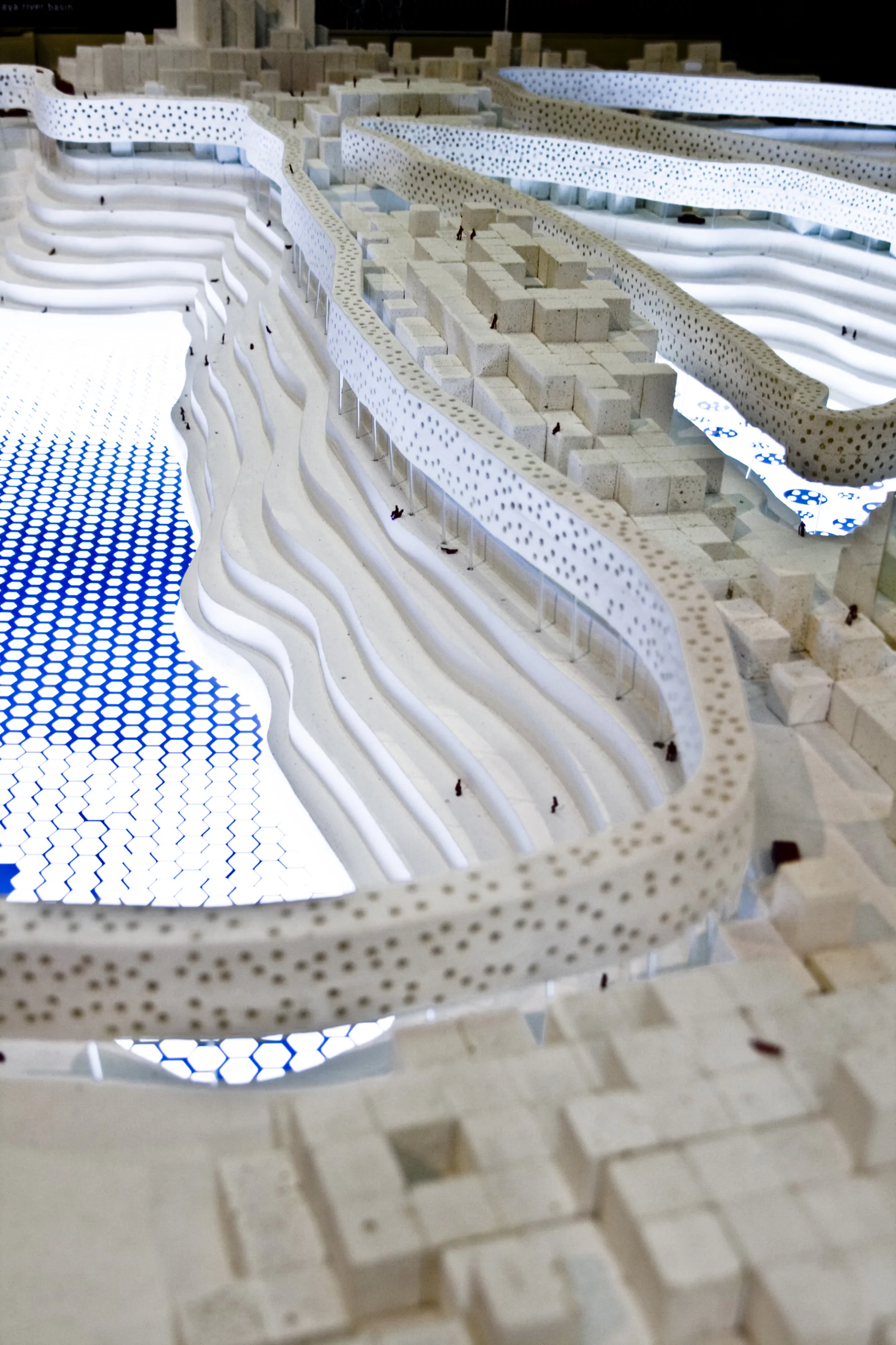 The relative depth of the reservoirs is clear in Shma's physical model of the conceptual Ayutthaya of the future on display at Architect Expo 2012