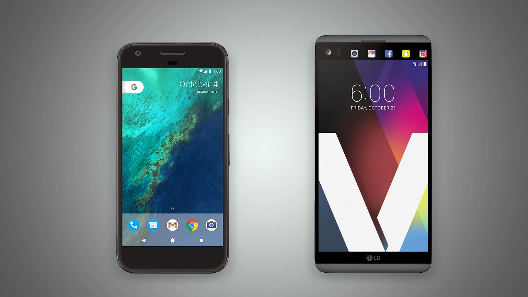 New Atlas compares the features and specs of the Google Pixel XL (left) and LG V20