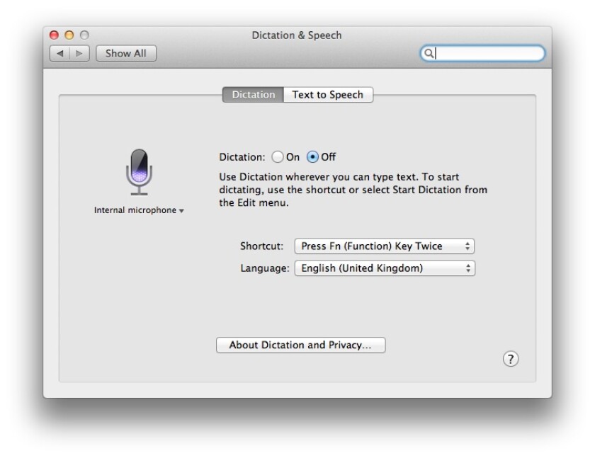 Dictation can be activated in System Preferences