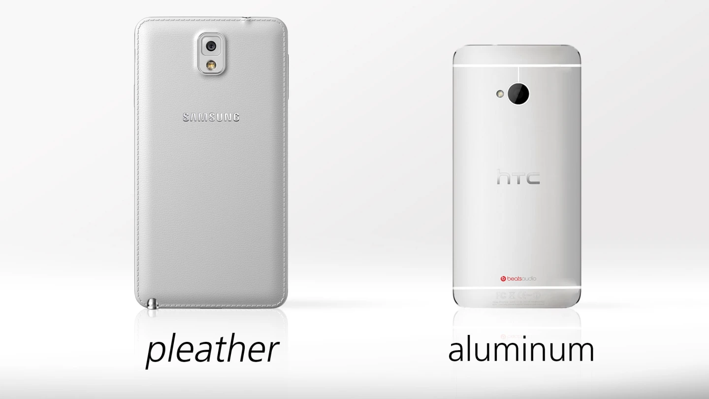 The Note 3 has a faux leather finish (complete with faux stitching)