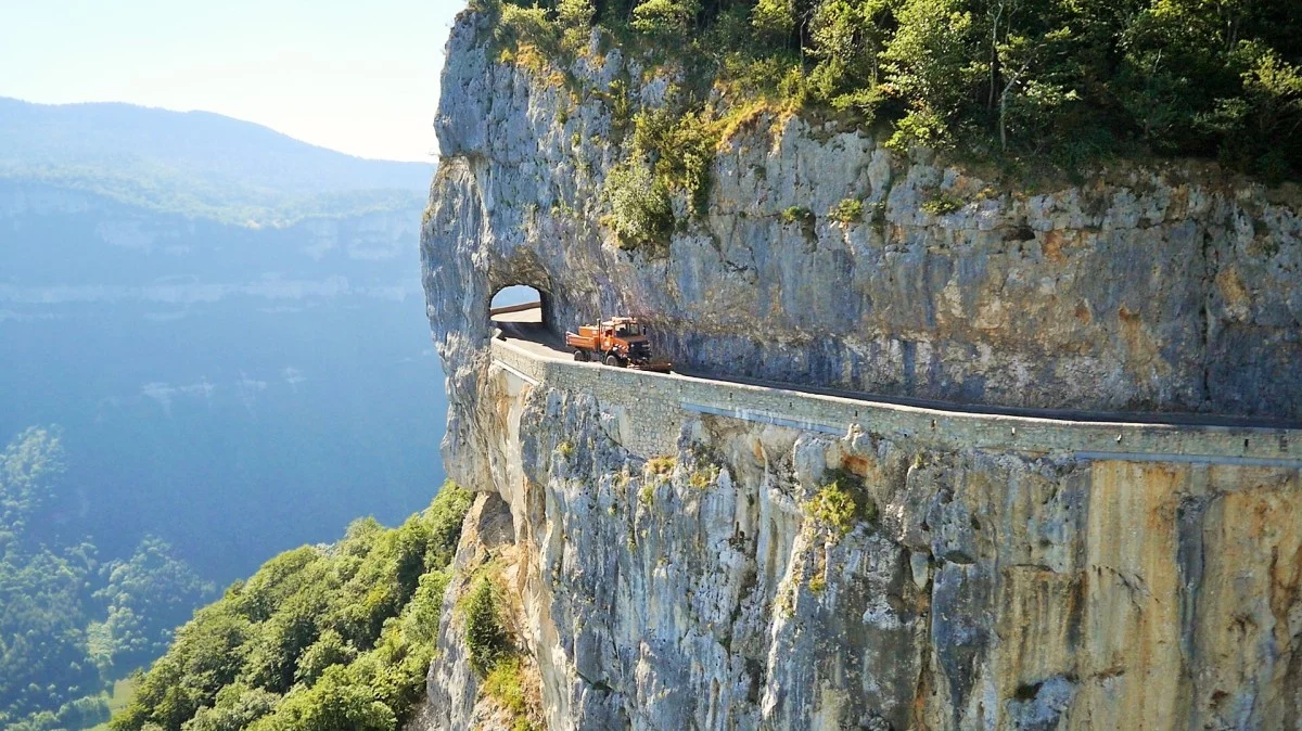 A majestic mountain road in the French alps