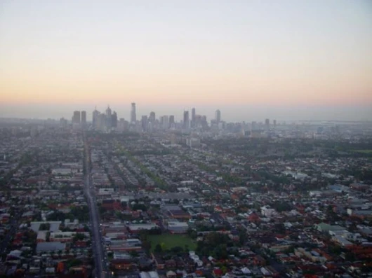 Melbourne as we approach it from the North