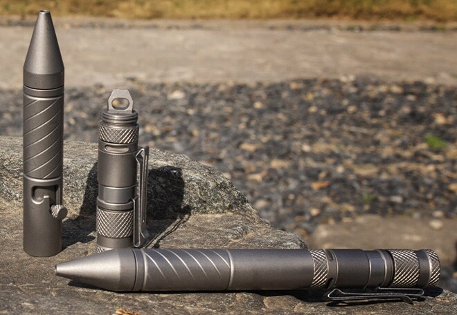 The pry bar is accessed by unscrewing the two halves of the BoltLite