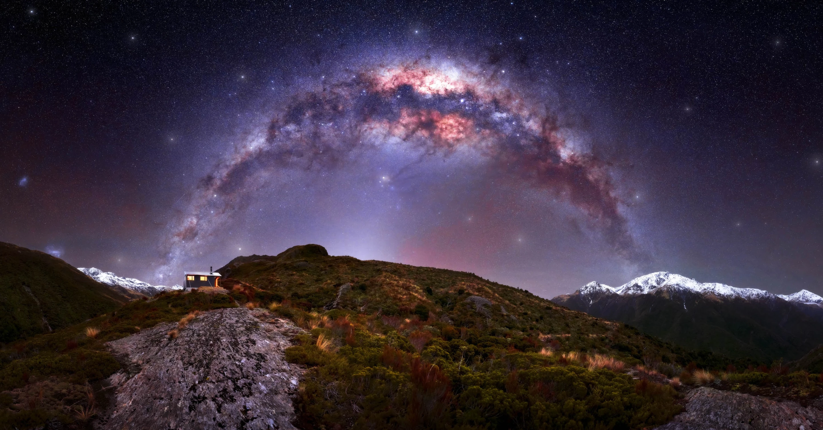 Bluff Hut by Rachel Roberts, taken in New Zealand. Bad weather at an intended location led to a chance opportunity for a fantastic shot at Bluff Hut