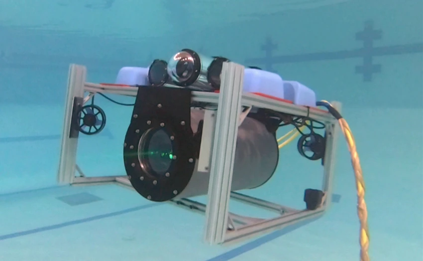 Staff performed tests with the undersea optical communications system at the Boston Sports Club pool in Lexington